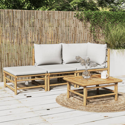 NNEVL 3 Piece Garden Lounge Set with Light Grey Cushions Bamboo - Furniture empireNNEVLFurniture empireNNEVL 3 Piece Garden Lounge Set with Light Grey Cushions BambooNNEVL