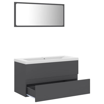 NNEVL Bathroom Furniture Set Grey Chipboard - Furniture empireNNEVLFurniture empireNNEVL Bathroom Furniture Set Grey ChipboardNNEVL